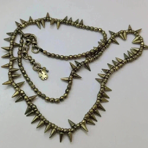 Lucky brand gold necklace spikes distressed as designed - Picture 3 of 4